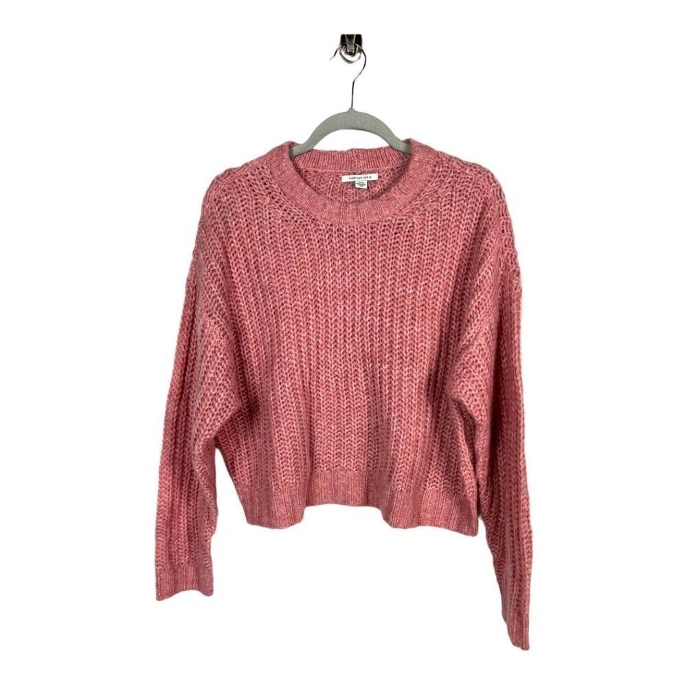 American Eagle Outfitters Pink Textured Chunky Knit Cropped‎ Sweater Women's S